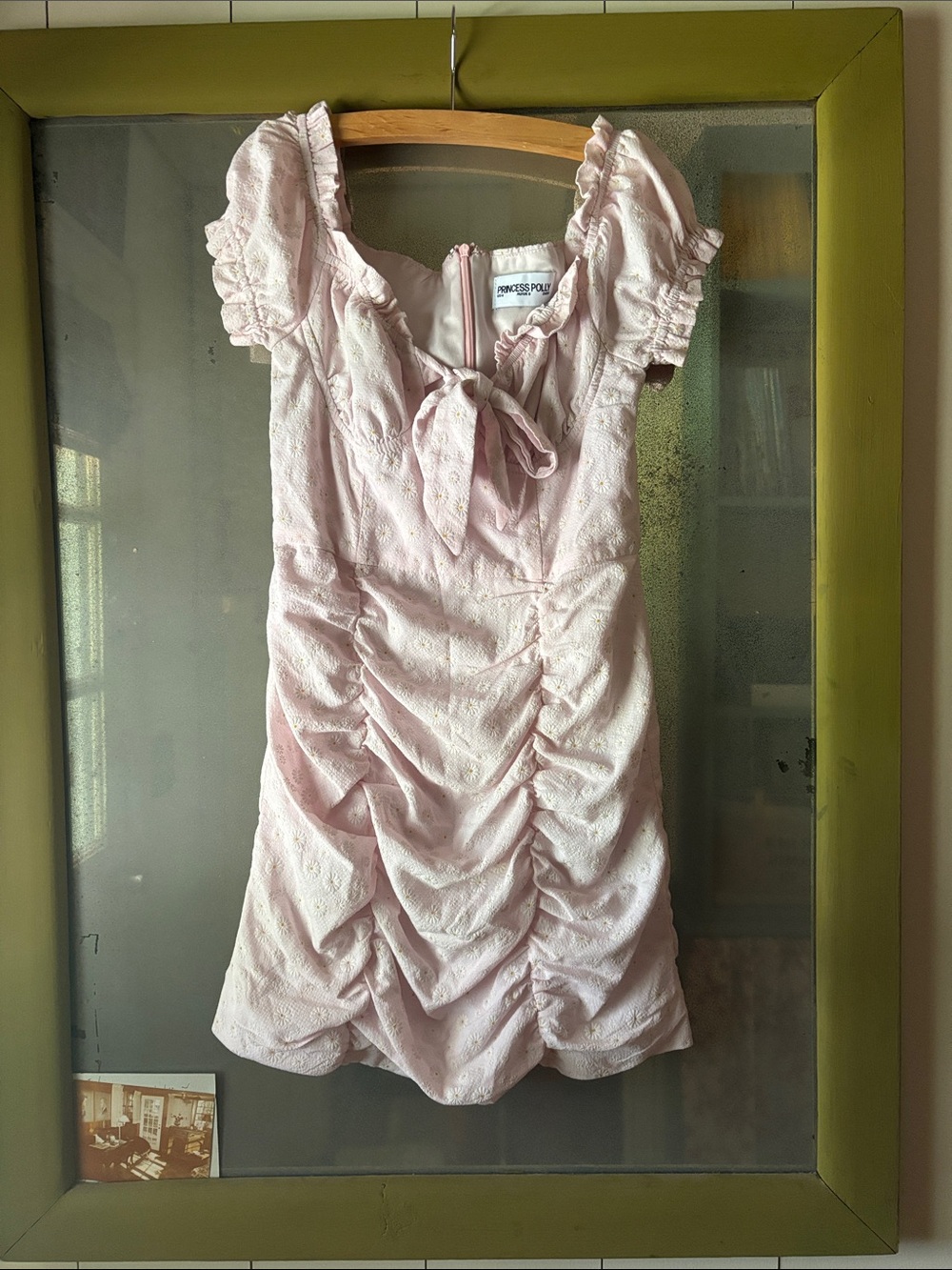 Princess Polly Pale Pink Ruched Mini Dress with Puff Sleeves